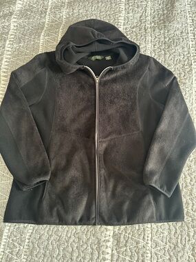 Eddie Bauer Black Hooded Fleece Pullover